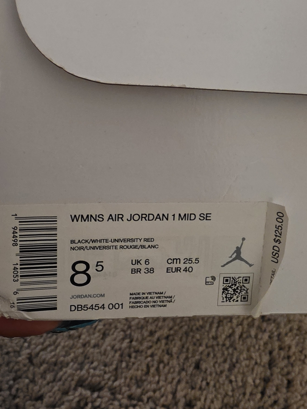 Jordan WMNS Air Jordan 1 Mid SE Black White University Red - Picture 4 of 4